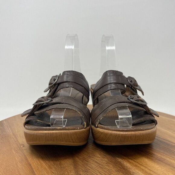 Dansko Jessie Clogs Womens Sz 40 US 9.5-10 Brown Platform Slip On Buckle Sandals - Picture 2 of 8